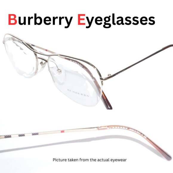 New BURBERRY 1225  Aviator eyeglasses Unisex, Made in Italy - Picture 4 of 5